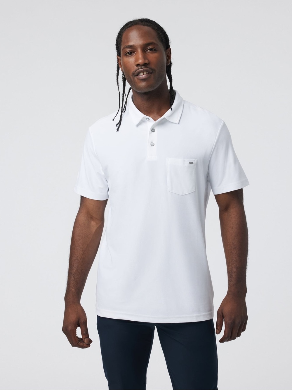 Vuori Men's White Polo with Chest Pocket